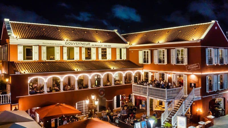 De Gouverneur restaurant in Otrobanda, Willemstad, Curaçao at night